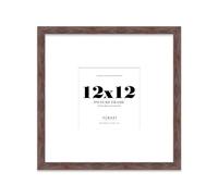 Almost Frameless 12x12 Square Picture Frame, Display Pictures 9x9 With Mat or 12x12 Without Mat, Wall Hanging & Free Standing Photo Frame, Walnut, 1 Pack