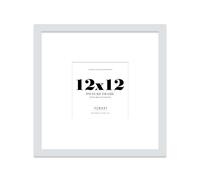 Almost Frameless 12x12 Square Picture Frame, Display Pictures 9x9 With Mat or 12x12 Without Mat, Wall Hanging & Free Standing Photo Frame, Light Grey, 1 Pack