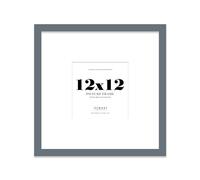 Almost Frameless 12x12 Square Picture Frame, Display Pictures 9x9 With Mat or 12x12 Without Mat, Wall Hanging & Free Standing Photo Frame, Grey, 1 Pack