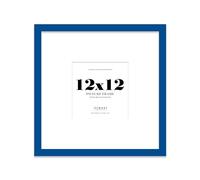 Almost Frameless 12x12 Square Picture Frame, Display Pictures 9x9 With Mat or 12x12 Without Mat, Wall Hanging & Free Standing Photo Frame, Blue, 1 Pack
