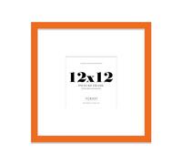 Almost Frameless 12x12 Square Picture Frame, Display Pictures 9x9 With Mat or 12x12 Without Mat, Wall Hanging & Free Standing Photo Frame, Orange, 1 Pack