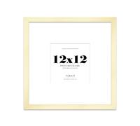 Almost Frameless 12x12 Square Picture Frame, Display Pictures 9x9 With Mat or 12x12 Without Mat, Wall Hanging & Free Standing Photo Frame, Gold, 1 Pack
