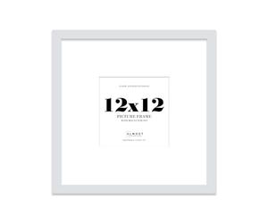 Almost Frameless 12x12 Square Picture Frame, Display Pictures 9x9 With Mat or 12x12 Without Mat, Wall Hanging & Free Standing Photo Frame, Light Grey, 1 Pack