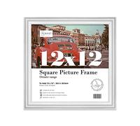 Almost Frameless 12x12 White Ornate Picture Frame 12"x12"(30.5x30.5cm) Poster, Photo, Artwork, or Print. Elegant Style Portrait and Landscape Display with Wall Hooks
