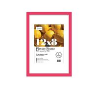 Almost Frameless 12x8 Bright Pink Picture Frame With Mount for 8x6 Print, Poster or Photo Poster, Photo, Artwork, or Print. Thin Edge Slim Frame Portrait and Landscape Display with Wall Hooks