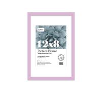 Almost Frameless 12x8 Lilac Picture Frame With Mount for 8x6 Print, Poster or Photo Poster, Photo, Artwork, or Print. Thin Edge Slim Frame Portrait and Landscape Display with Wall Hooks