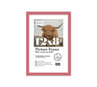 Almost Frameless 12x8 Pink Picture Frame With Mount for 10x6 Print, Poster or Photo Poster, Photo, Artwork, or Print. Thin Edge Slim Frame Portrait and Landscape Display with Wall Hooks