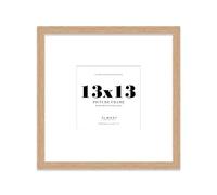 Almost Frameless 13x13 Square Picture Frame, Display Pictures 10x10 With Mat or 13x13 Without Mat, Wall Hanging & Free Standing Photo Frame, Oak, 1 Pack