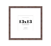 Almost Frameless 13x13 Square Picture Frame, Display Pictures 10x10 With Mat or 13x13 Without Mat, Wall Hanging & Free Standing Photo Frame, Walnut, 1 Pack