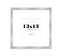 Almost Frameless 13x13 Square Picture Frame, Display Pictures 10x10 With Mat or 13x13 Without Mat, Wall Hanging & Free Standing Photo Frame, Silver, 1 Pack