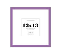 Almost Frameless 13x13 Square Picture Frame, Display Pictures 10x10 With Mat or 13x13 Without Mat, Wall Hanging & Free Standing Photo Frame, Purple, 1 Pack