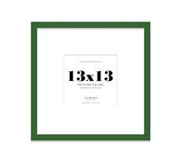 Almost Frameless 13x13 Square Picture Frame, Display Pictures 10x10 With Mat or 13x13 Without Mat, Wall Hanging & Free Standing Photo Frame, Green, 1 Pack