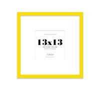Almost Frameless 13x13 Square Picture Frame, Display Pictures 10x10 With Mat or 13x13 Without Mat, Wall Hanging & Free Standing Photo Frame, Yellow, 1 Pack