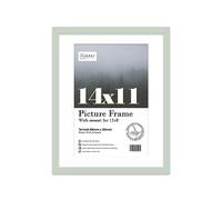 Almost Frameless 14x11 Mint Picture Frame With Mount for 12x8 Print, Poster or Photo Poster, Photo, Artwork, or Print. Thin Edge Slim Frame Portrait and Landscape Display with Wall Hooks