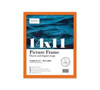 Almost Frameless 14x11 Orange Picture Frame 14"x11"(35.6x27.9cm) Poster, Photo, Artwork, or Print. Thin Edge Slim Frame Portrait and Landscape Display with Wall Hooks