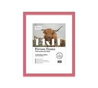 Almost Frameless 14x11 Pink Picture Frame With Mount for 10x8 Print, Poster or Photo Poster, Photo, Artwork, or Print. Thin Edge Slim Frame Portrait and Landscape Display with Wall Hooks