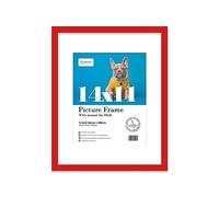 Almost Frameless 14x11 Red Picture Frame With Mount for 10x8 Print, Poster or Photo Poster, Photo, Artwork, or Print. Thin Edge Slim Frame Portrait and Landscape Display with Wall Hooks