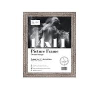 Almost Frameless 14x11 Walnut Ornate Picture Frame 14"x11"(35.6x27.9cm) Poster, Photo, Artwork, or Print. Baroque Style Portrait and Landscape Display with Wall Hooks