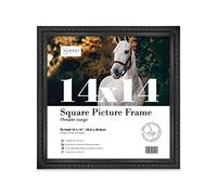Almost Frameless 14x14 Black Ornate Picture Frame 14"x14"(35.6x35.6cm) Poster, Photo, Artwork, or Print. Elegant Style Portrait and Landscape Display with Wall Hooks