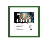 Almost Frameless 14x14 Picture Frame, Display Pictures 12x12 With Mat or 14x14 Without Mat, Wall Hanging Photo Frame, Green, 1 Pack
