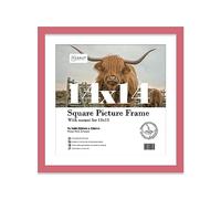 Almost Frameless 14x14 Picture Frame, Display Pictures 13x13 With Mat or 14x14 Without Mat, Wall Hanging Photo Frame, Pink, 1 Pack