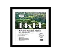 Almost Frameless 14x14 Picture Frame, Display Pictures 13x13 With Mat or 14x14 Without Mat, Wall Hanging Photo Frame, Black, 1 Pack