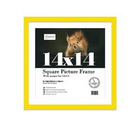 Almost Frameless 14x14 Picture Frame, Display Pictures 13x13 With Mat or 14x14 Without Mat, Wall Hanging Photo Frame, Yellow, 1 Pack