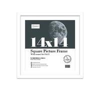 Almost Frameless 14x14 Picture Frame, Display Pictures 13x13 With Mat or 14x14 Without Mat, Wall Hanging Photo Frame, White, 1 Pack