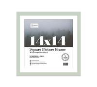 Almost Frameless 14x14 Picture Frame, Display Pictures 13x13 With Mat or 14x14 Without Mat, Wall Hanging Photo Frame, Mint, 1 Pack