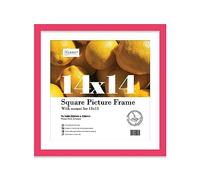 Almost Frameless 14x14 Picture Frame, Display Pictures 13x13 With Mat or 14x14 Without Mat, Wall Hanging Photo Frame, Bright Pink, 1 Pack