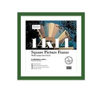 Almost Frameless 14x14 Picture Frame, Display Pictures 13x13 With Mat or 14x14 Without Mat, Wall Hanging Photo Frame, Green, 1 Pack