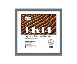 Almost Frameless 14x14 Picture Frame, Display Pictures 13x13 With Mat or 14x14 Without Mat, Wall Hanging Photo Frame, Grey, 1 Pack