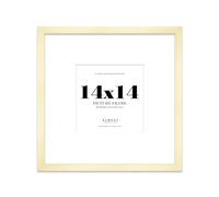 Almost Frameless 14x14 Square Picture Frame, Display Pictures 11x11 With Mat or 14x14 Without Mat, Wall Hanging & Free Standing Photo Frame, Gold, 1 Pack