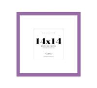 Almost Frameless 14x14 Square Picture Frame, Display Pictures 11x11 With Mat or 14x14 Without Mat, Wall Hanging & Free Standing Photo Frame, Purple, 1 Pack