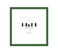 Almost Frameless 14x14 Square Picture Frame, Display Pictures 11x11 With Mat or 14x14 Without Mat, Wall Hanging & Free Standing Photo Frame, Green, 1 Pack