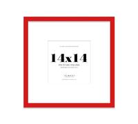 Almost Frameless 14x14 Square Picture Frame, Display Pictures 11x11 With Mat or 14x14 Without Mat, Wall Hanging & Free Standing Photo Frame, Red, 1 Pack