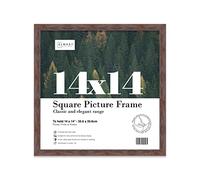 Almost Frameless 14x14 Walnut Picture Frame 14"x14"(35.6x35.6cm) Poster, Photo, Artwork, or Print. Thin Edge Slim Frame Portrait and Landscape Display with Wall Hooks