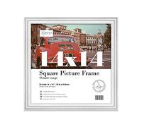 Almost Frameless 14x14 White Ornate Picture Frame 14"x14"(35.6x35.6cm) Poster, Photo, Artwork, or Print. Shabby Chic Style Portrait and Landscape Display with Wall Hooks