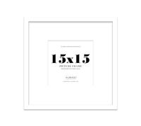 Almost Frameless 15x15 Square Picture Frame, Display Pictures 12x12 With Mat or 15x15 Without Mat, Wall Hanging & Free Standing Photo Frame, White, 1 Pack