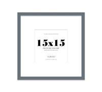 Almost Frameless 15x15 Square Picture Frame, Display Pictures 12x12 With Mat or 15x15 Without Mat, Wall Hanging & Free Standing Photo Frame, Grey, 1 Pack