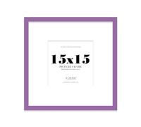 Almost Frameless 15x15 Square Picture Frame, Display Pictures 12x12 With Mat or 15x15 Without Mat, Wall Hanging & Free Standing Photo Frame, Purple, 1 Pack