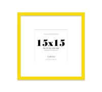 Almost Frameless 15x15 Square Picture Frame, Display Pictures 12x12 With Mat or 15x15 Without Mat, Wall Hanging & Free Standing Photo Frame, Yellow, 1 Pack