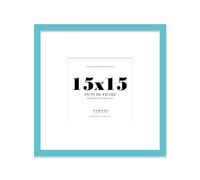 Almost Frameless 15x15 Square Picture Frame, Display Pictures 12x12 With Mat or 15x15 Without Mat, Wall Hanging & Free Standing Photo Frame, Turquoise, 1 Pack