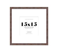 Almost Frameless 15x15 Square Picture Frame, Display Pictures 12x12 With Mat or 15x15 Without Mat, Wall Hanging & Free Standing Photo Frame, Walnut, 1 Pack