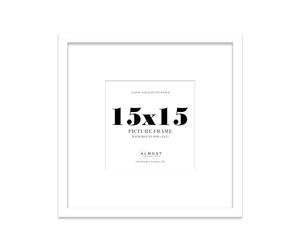 Almost Frameless 15x15 Square Picture Frame, Display Pictures 12x12 With Mat or 15x15 Without Mat, Wall Hanging & Free Standing Photo Frame, White, 1 Pack