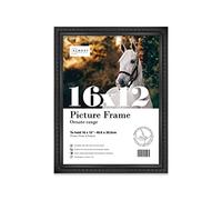 Almost Frameless 16x12 Black Ornate Picture Frame 16"x12"(40.6x30.5cm) Poster, Photo, Artwork, or Print. Opulent Style Portrait and Landscape Display with Wall Hooks