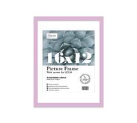Almost Frameless 16x12 Lilac Picture Frame With Mount for 12x10 Print, Poster or Photo Poster, Photo, Artwork, or Print. Thin Edge Slim Frame Portrait and Landscape Display with Wall Hooks