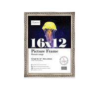 Almost Frameless 16x12 Silver Ornate Picture Frame 16"x12"(40.6x30.5cm) Poster, Photo, Artwork, or Print. Baroque Style Portrait and Landscape Display with Wall Hooks