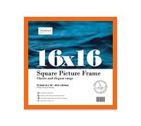 Almost Frameless 16x16 Orange Picture Frame 16"x16"(40.6x40.6cm) Poster, Photo, Artwork, or Print. Thin Edge Slim Frame Portrait and Landscape Display with Wall Hooks
