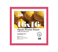 Almost Frameless 16x16 Picture Frame, Display Pictures 15x15 With Mat or 16x16 Without Mat, Wall Hanging Photo Frame, Bright Pink, 1 Pack